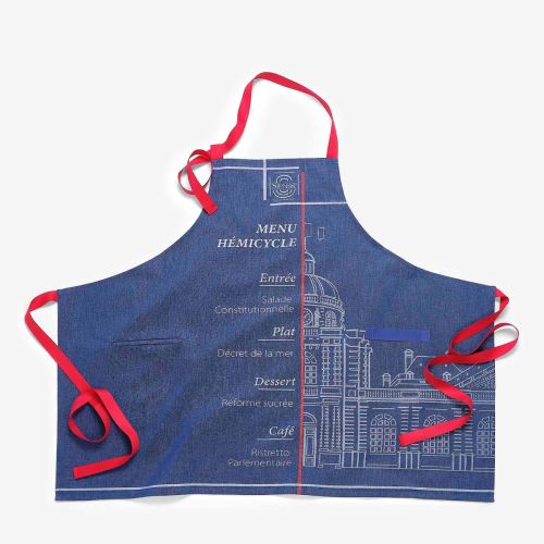 Tablier de cuisine Menu parlementaire bleu Sénat 