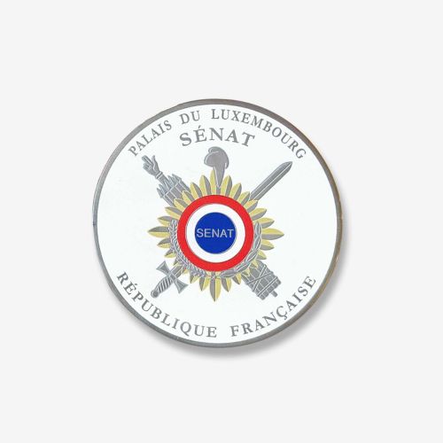 médaille baromètre su Sénat blanc et argenté