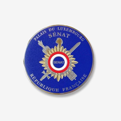 médaille baromètre du Sénat bleu et argenté