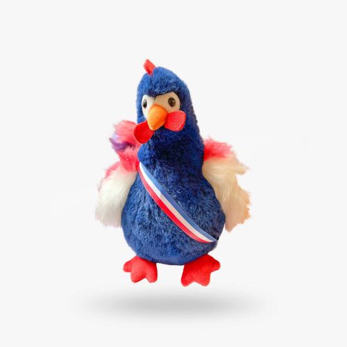 peluche coq bleu avec écharpe tricolore Sénat